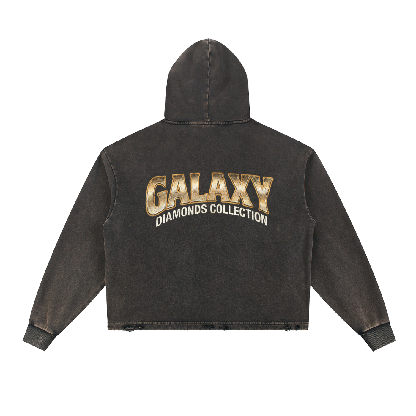 Galaxy Diamonds Collection | Vintage Washed Frayed-Hem Hoodie